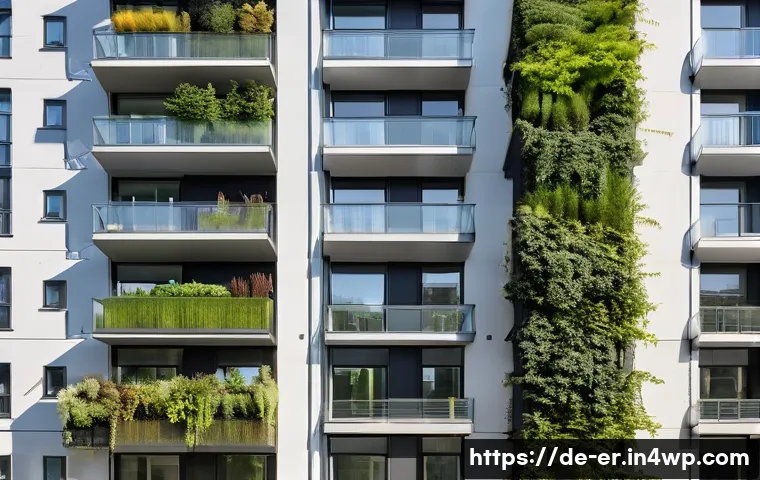 리빙월을 설치할 때 필요한 허가 사항 - A detailed urban residential scene in Germany featuring a modern vertical living wall installation o...