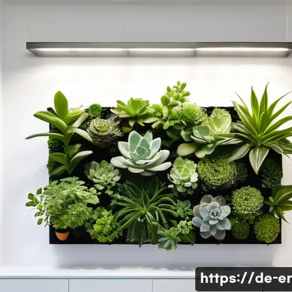 리빙월 디자인 아이디어 소개 - A modern Scandinavian-style living wall installation inside a bright urban apartment with minimalist...