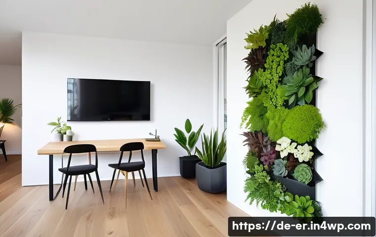 리빙월을 위한 실용적인 팁 - A modern indoor living wall installation in a bright German apartment featuring a variety of plants ...