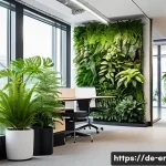Home 18 리빙월과 공간 윤리 - A modern German office interior featuring a large, lush living wall with diverse green plants such a...